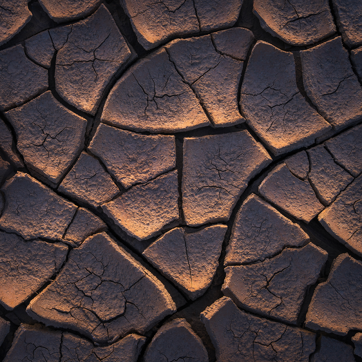 Mud tiles in Death Valley National Park after sunset