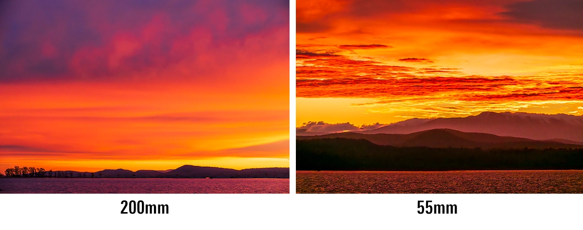 Landscape shots at 55mm and 200mm taken from same location with Tamron 25-200mm G2.