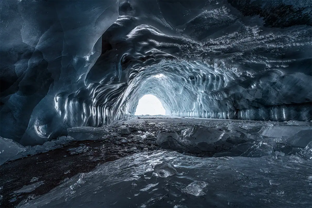 Glacial ice cave in Alaska photographed with the Tamron 12-20mm F2.8.